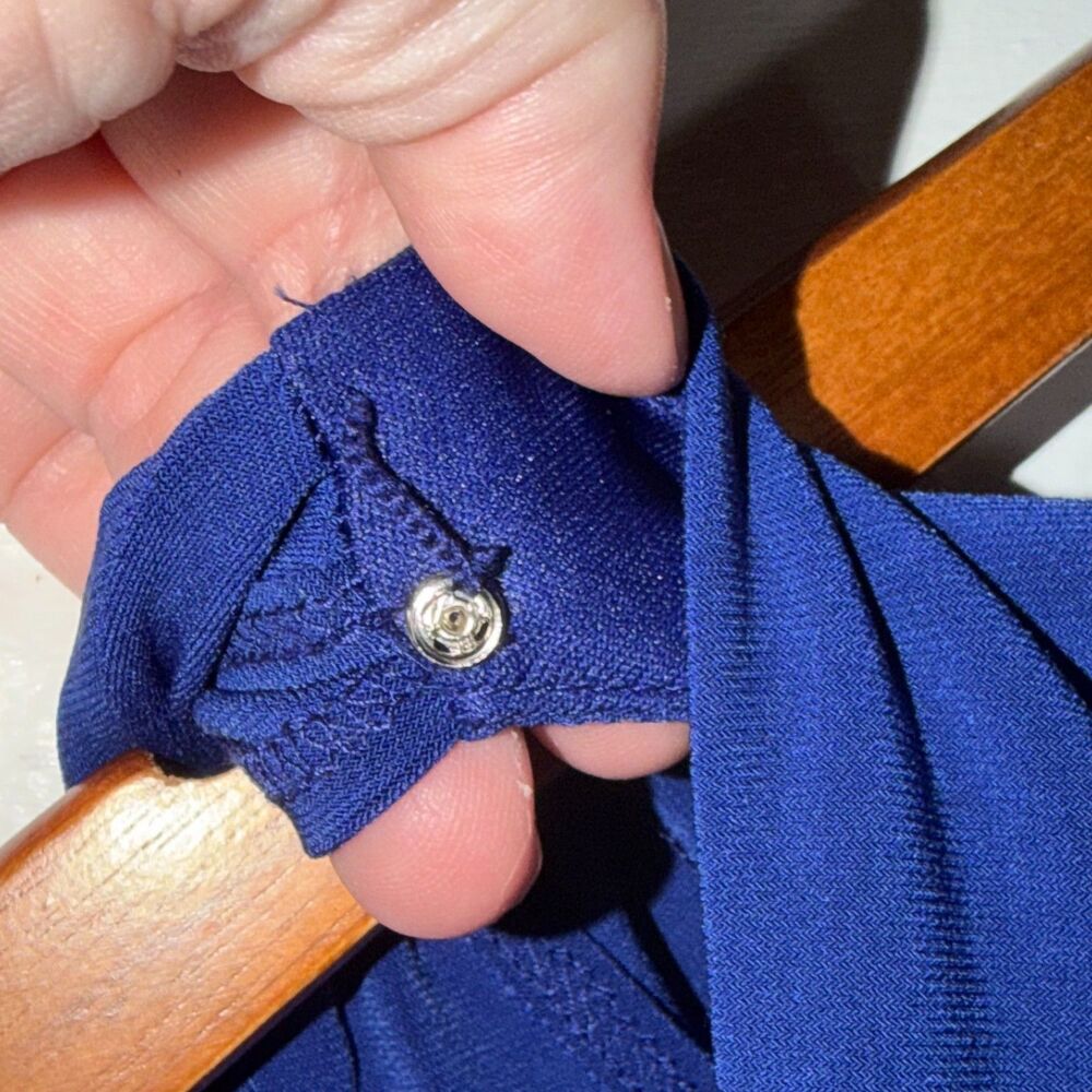 Lauren Ralph Lauren Blue Ruched Cowl Neck Stretch Sheath Dress Size 2 - Picture 8 of 11